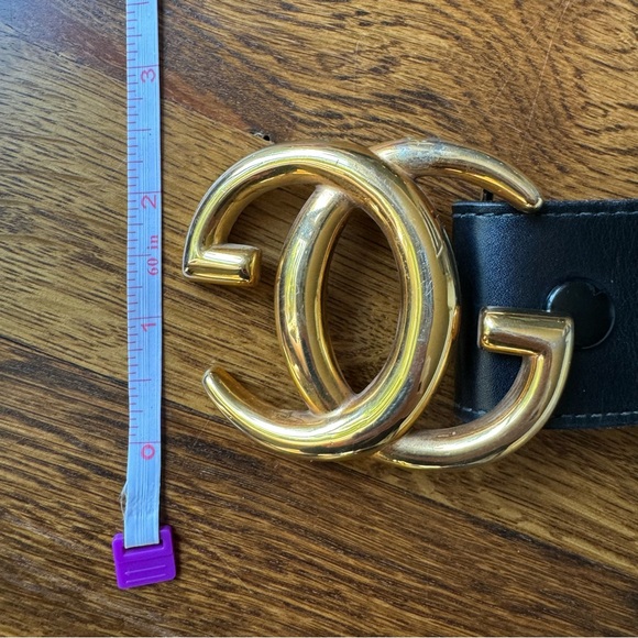 Gucci Vintage GG Black Leather Belt, Size 85 - Picture 5 of 12